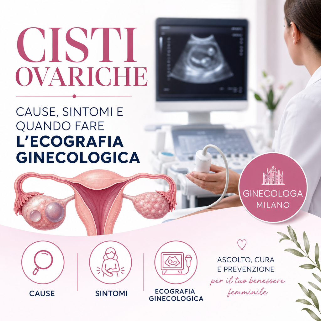 Illustration of Cisti Ovariche: Cause, Sintomi e Quando Fare l’Ecografia Ginecologica