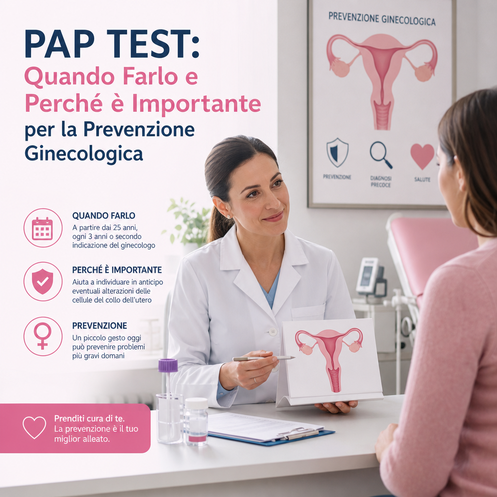 Illustrazione informativa sul Pap test per la prevenzione ginecologica e HPV